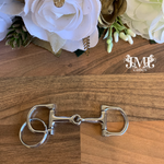 Silver coloured snaffle bit keyring